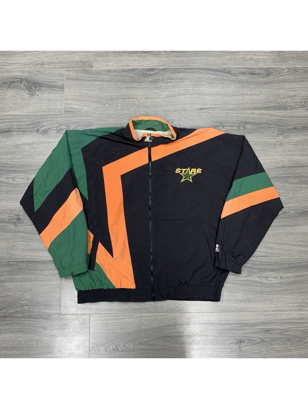 Vintage 1990S Starter Dallas Stars Jacket XL Rare Men’s Windbreaker Black Orange